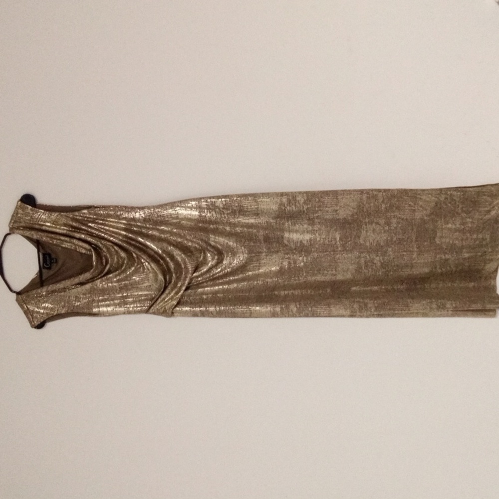 CONNECTED APPAREL Gold metallic dress sz 14